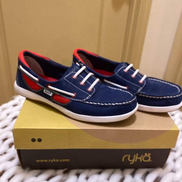 RYKA women’s size 8 blue/red suede slip on loafers - Picture 3 of 6